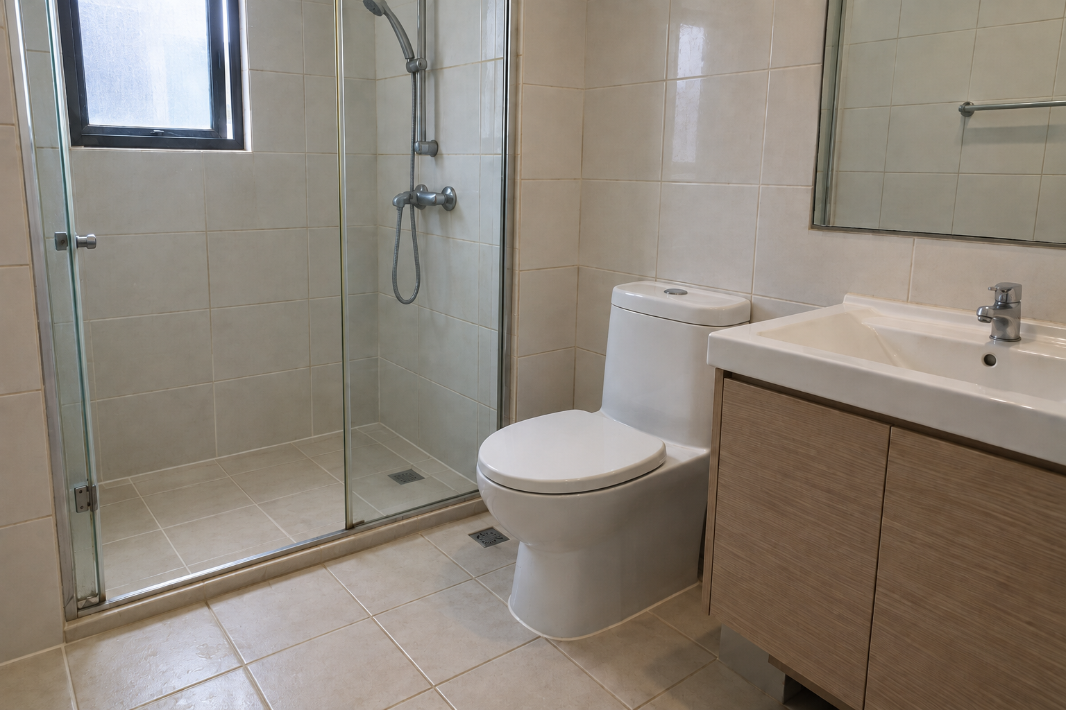 Completed bathroom shower and tile area repair