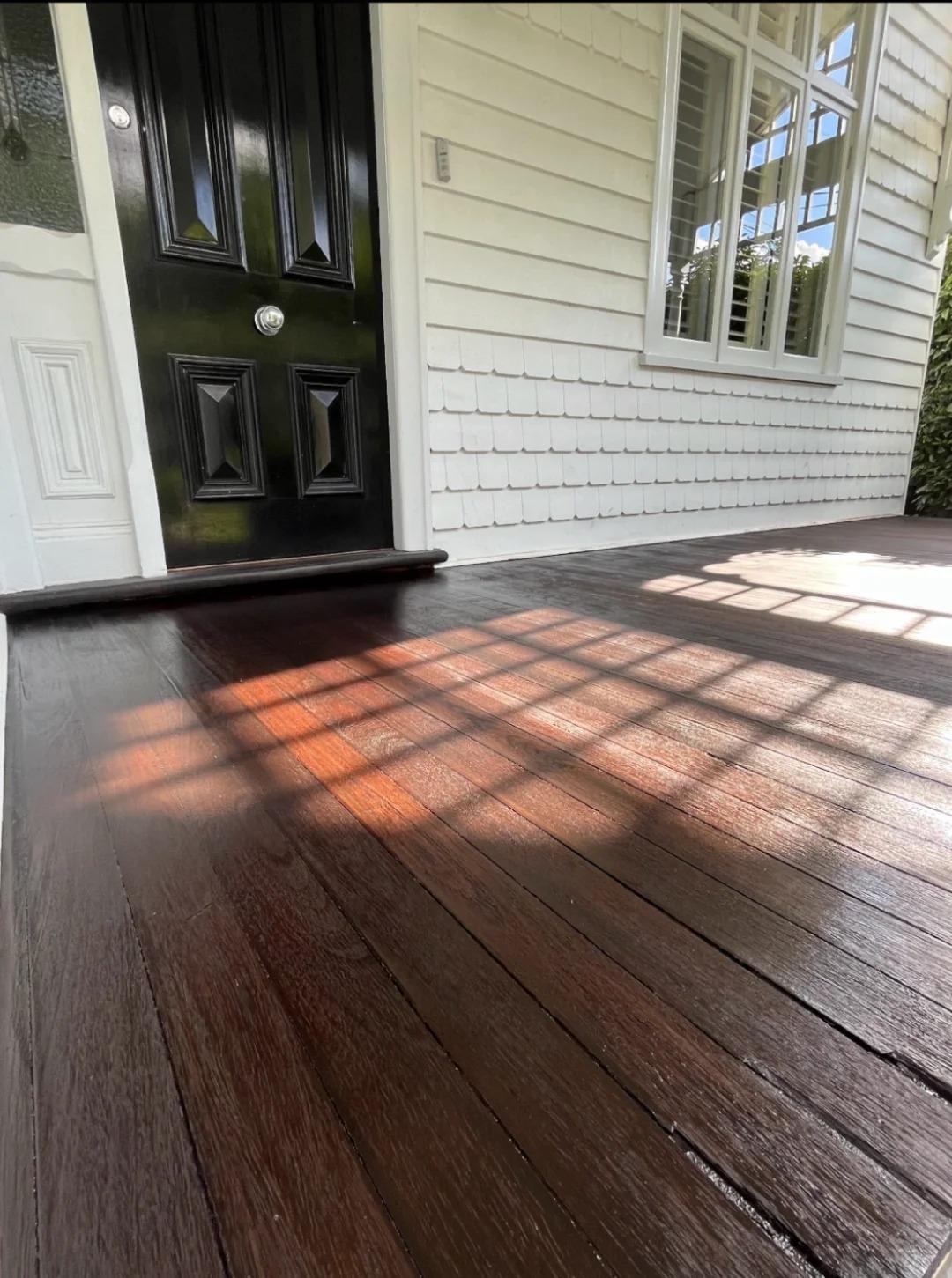 Finished timber deck surface at an entry