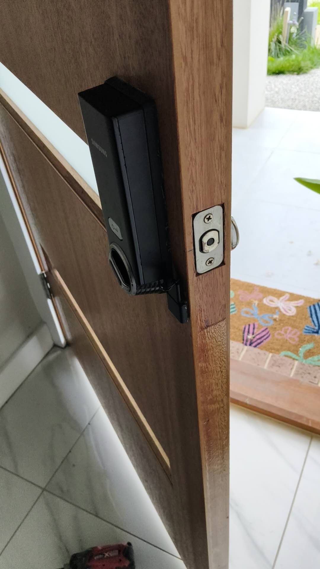 Installed door lock shown from the opposite side