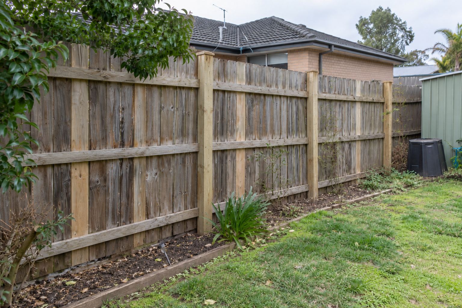 Completed timber fence repair