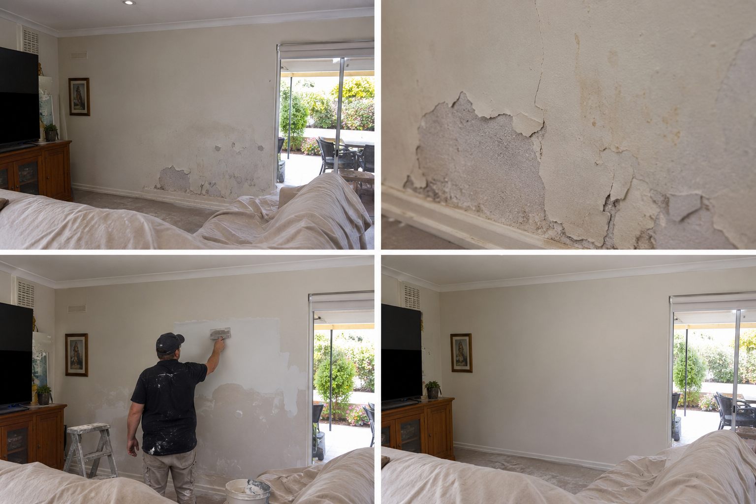 Completed interior wall repair and painting presentation