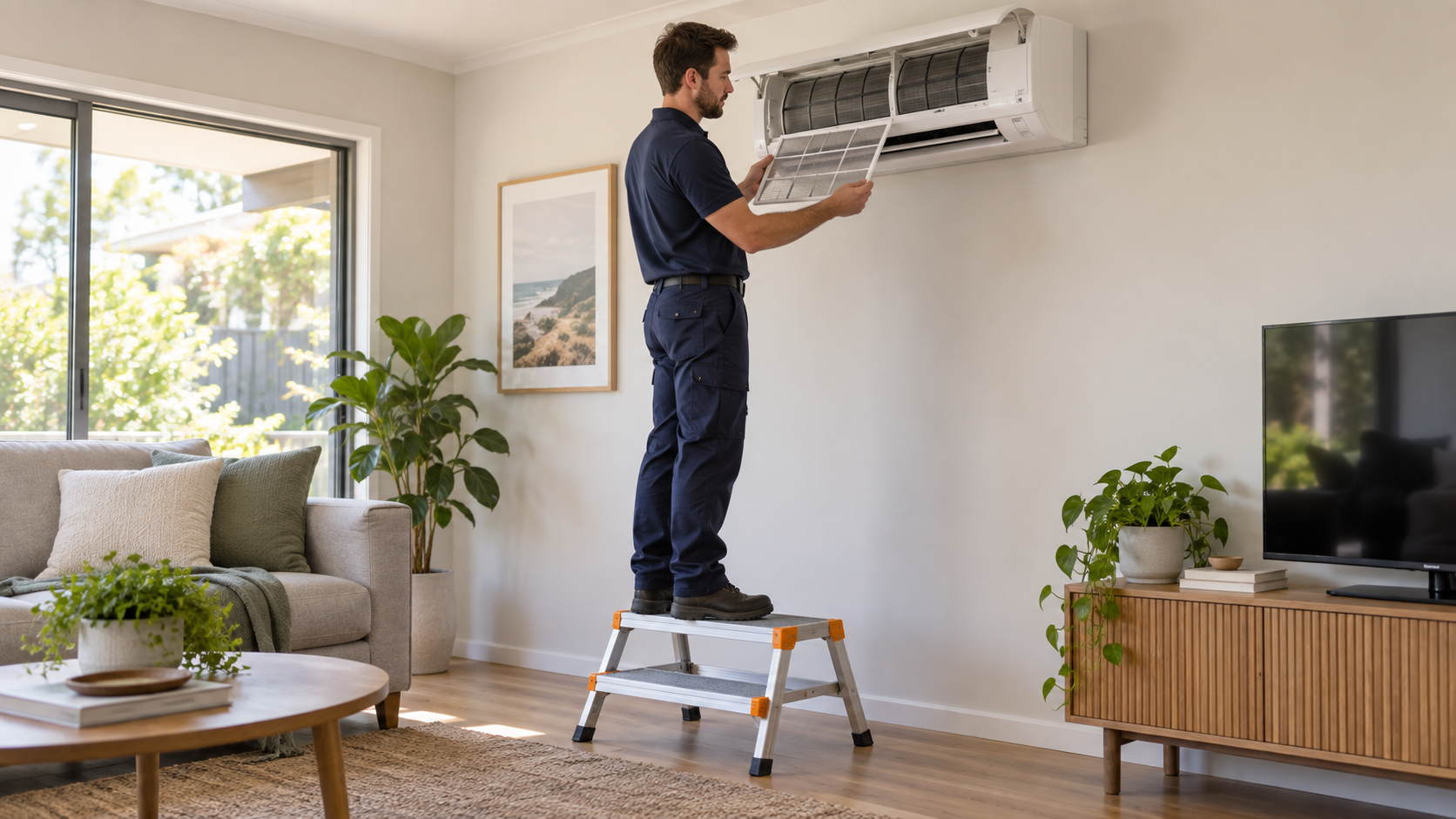 Air Conditioning service context within Electrical, plumbing, gas & air conditioning